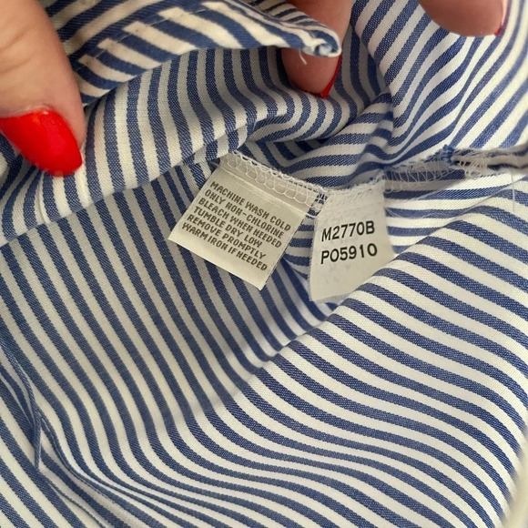 Foxcroft white and blue striped wrinkle free fitted shirt sz4 - Picture 4 of 8